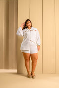 Conjunto Short Blusa Linho Branco